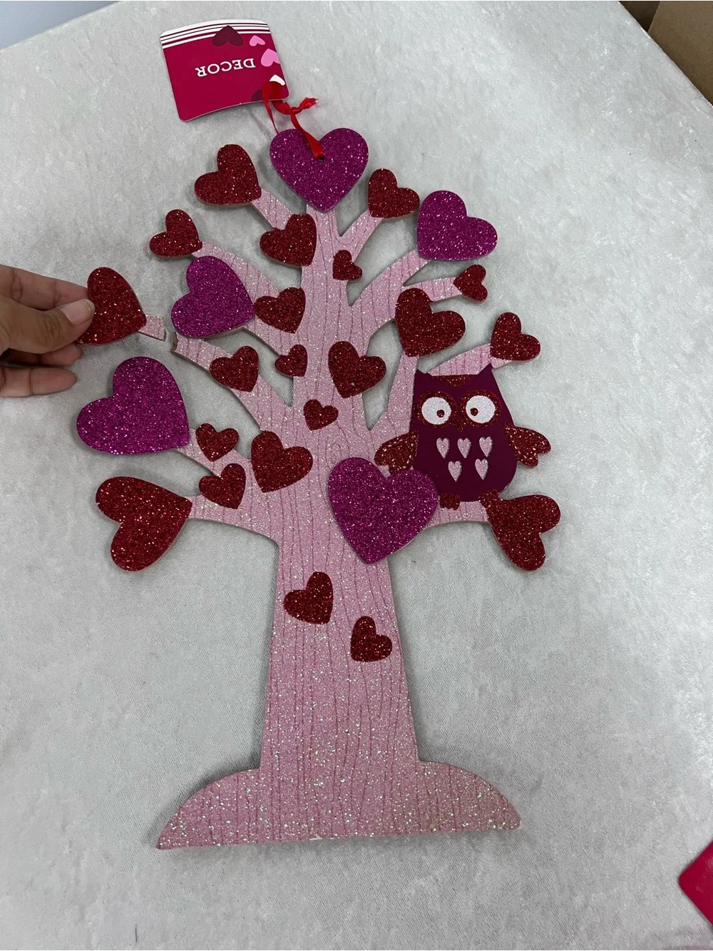 Happy Valentine's Day Red Glitter Heart Wall Decor set of 6 hanging decorations